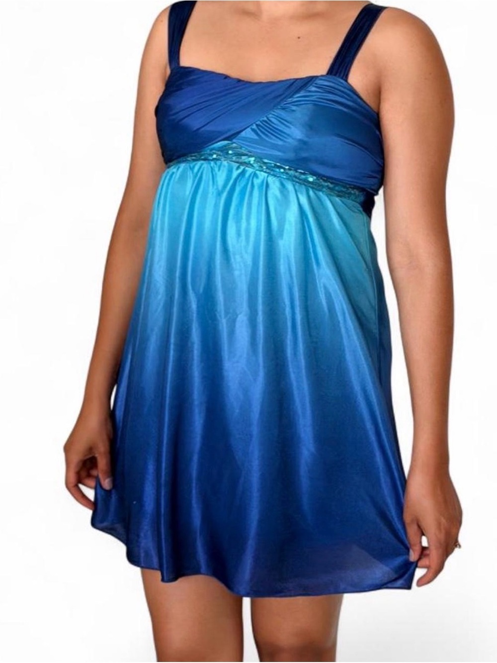 La Belle vintage Blue Ombre Empire Waist Dress